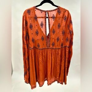 Long wispy sleeved red Free People tunic